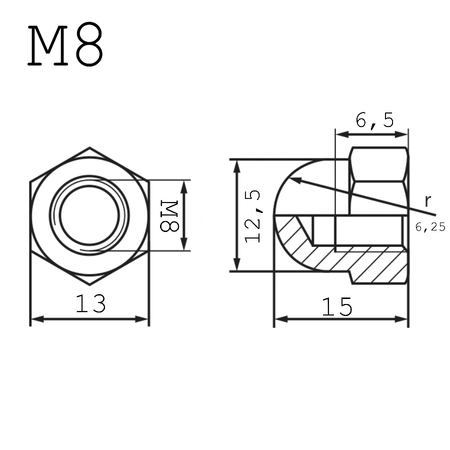 Hutmutter Edelstahl M8